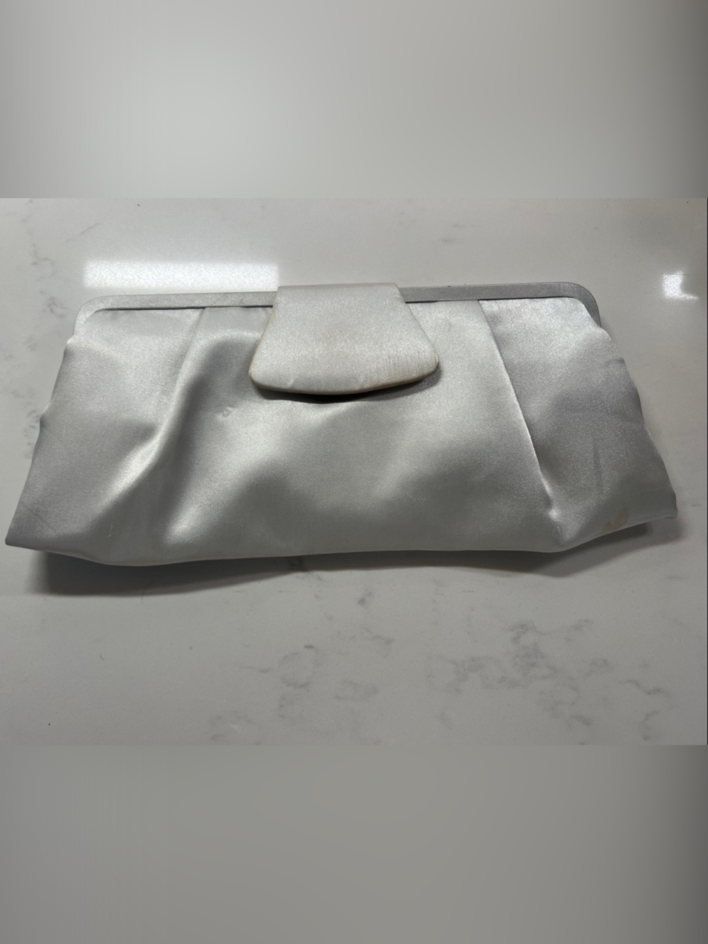 La Regale Silver Satin Clutch Wristlet